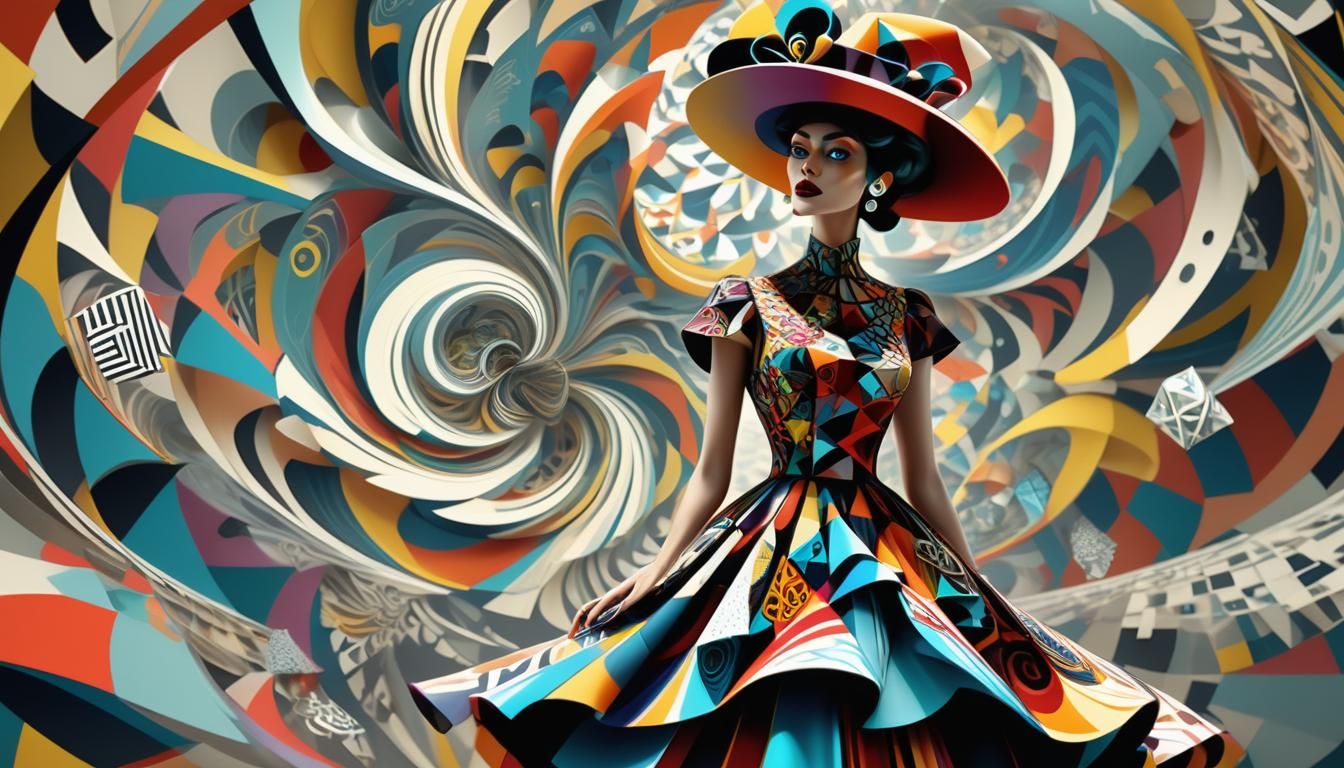 Fractal Math Lady in Surreal Digital Art