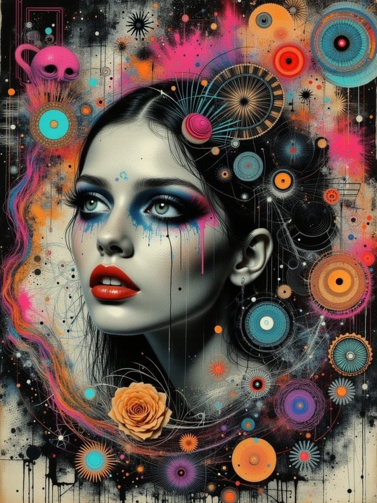 Abstract Gothic Woman with Surreal Jewels