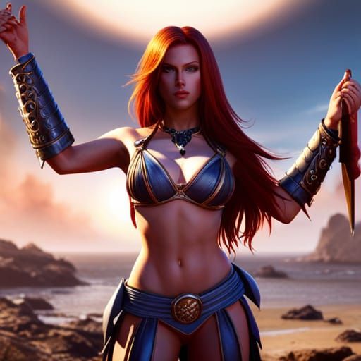 Fantasy Redhead Warrior in Detailed Digital Art