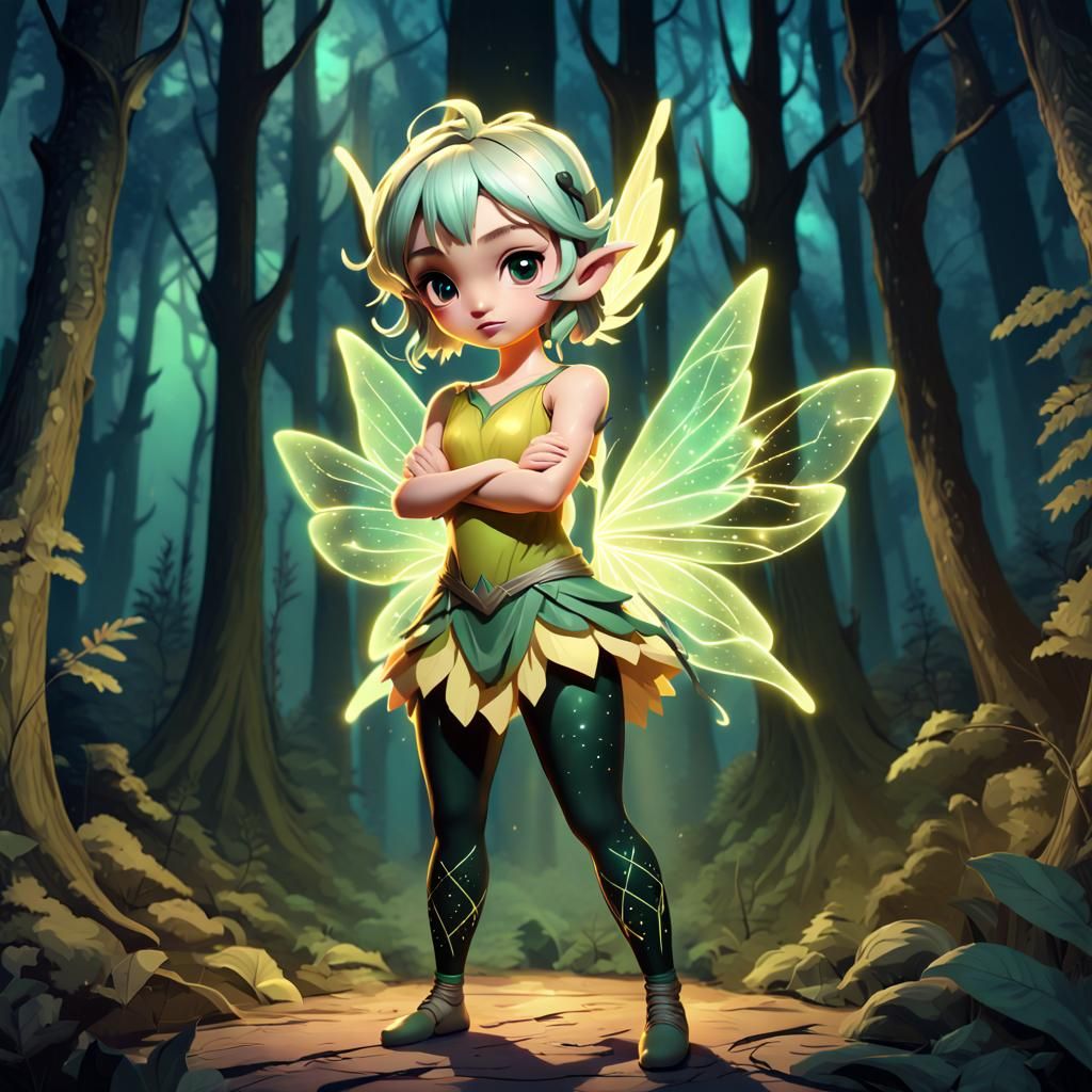 Muscular Fairy in Luminescent Forest: Hyperrealistic Splash ...