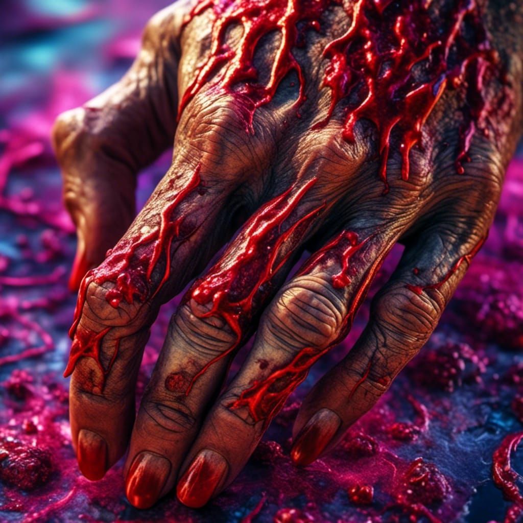 Wrinkled Hand Gripping a Thorn: Hyper-Detailed Digital Art