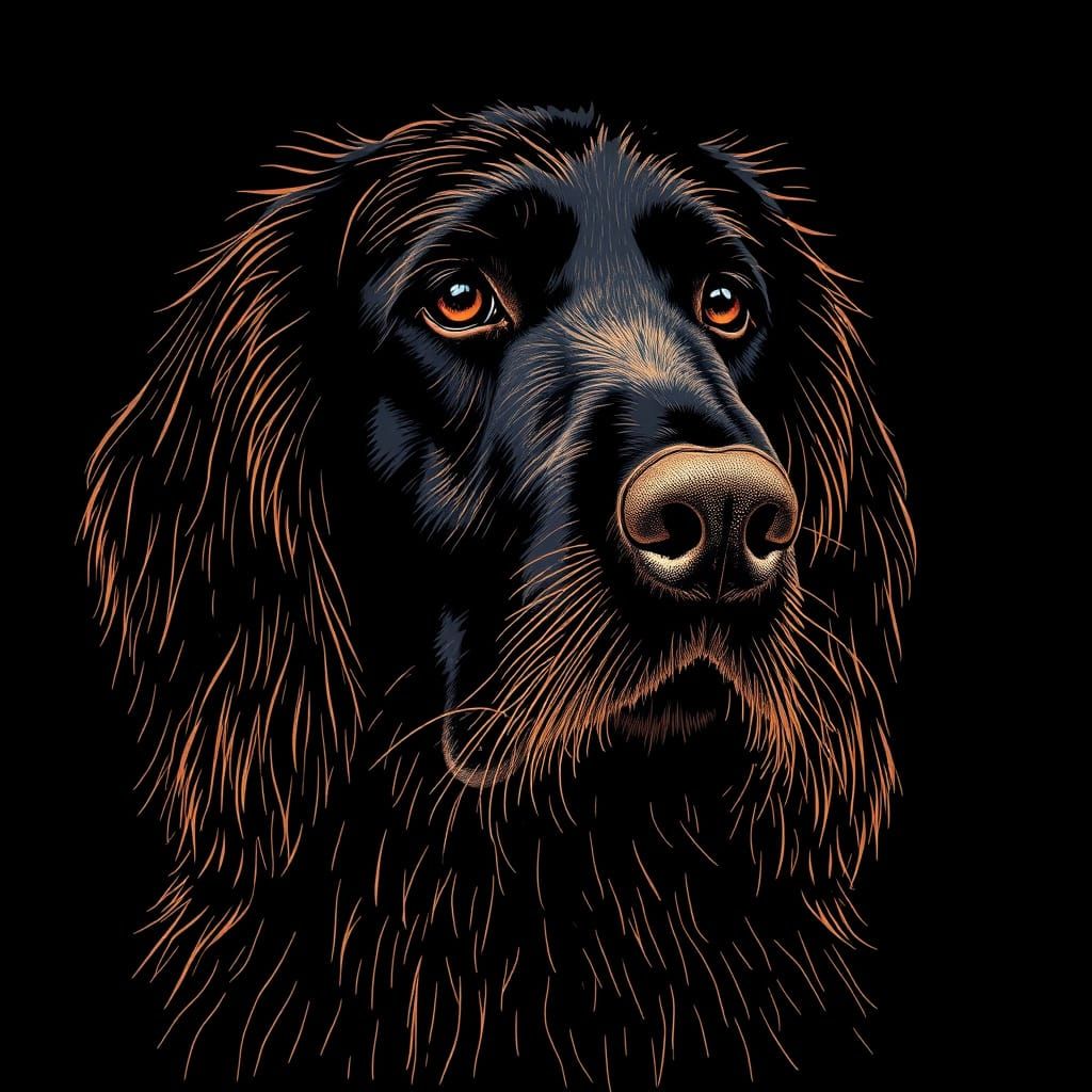 Intricately Detailed Irish Setter in Scratch Art Style