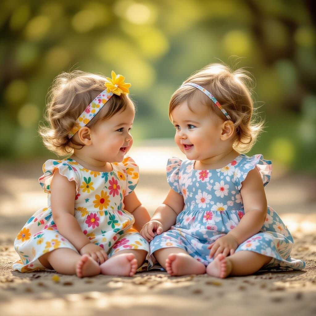 Adorable Twins Playing, Professional Photography with Bokeh