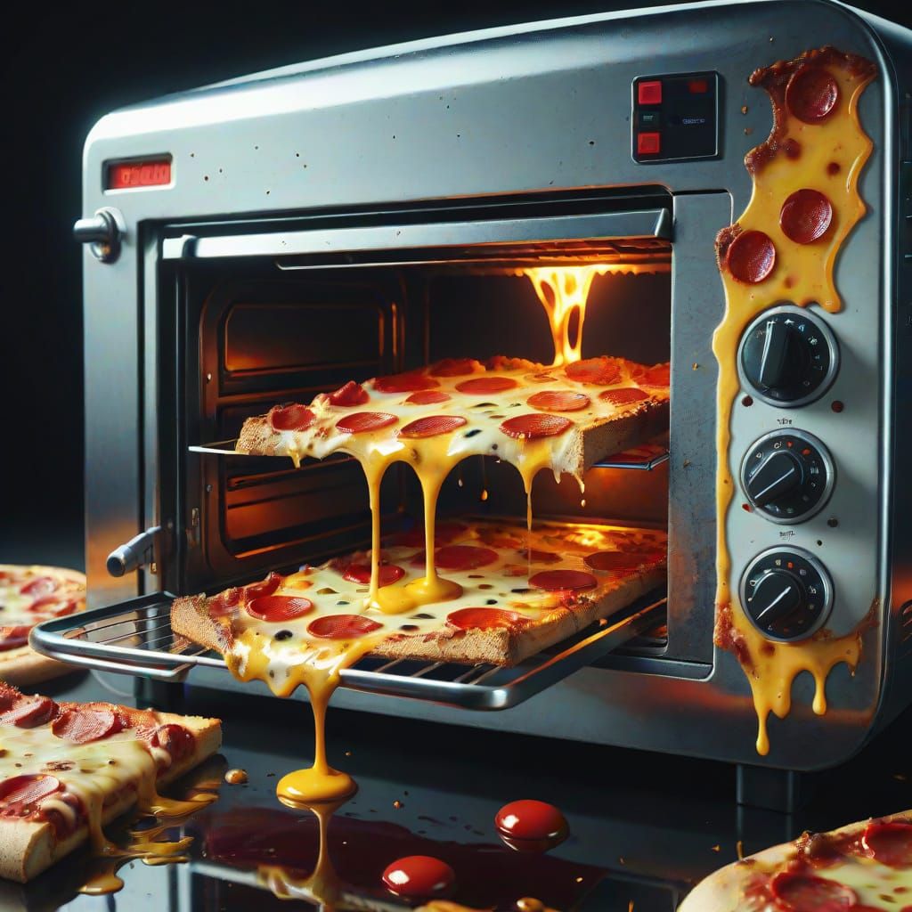 Surreal Toaster Oven Grins at Pizza Slice
