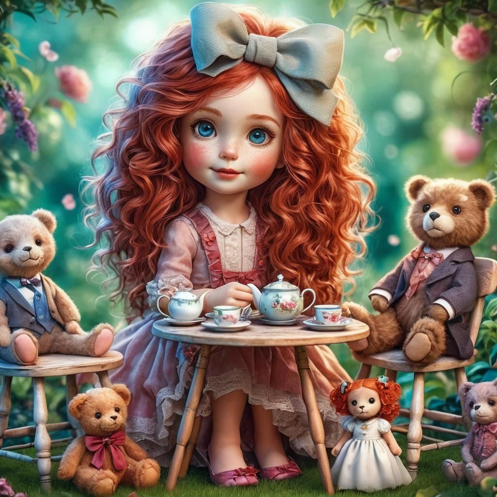 Whimsical Garden Tea Party with Stuffed Animals