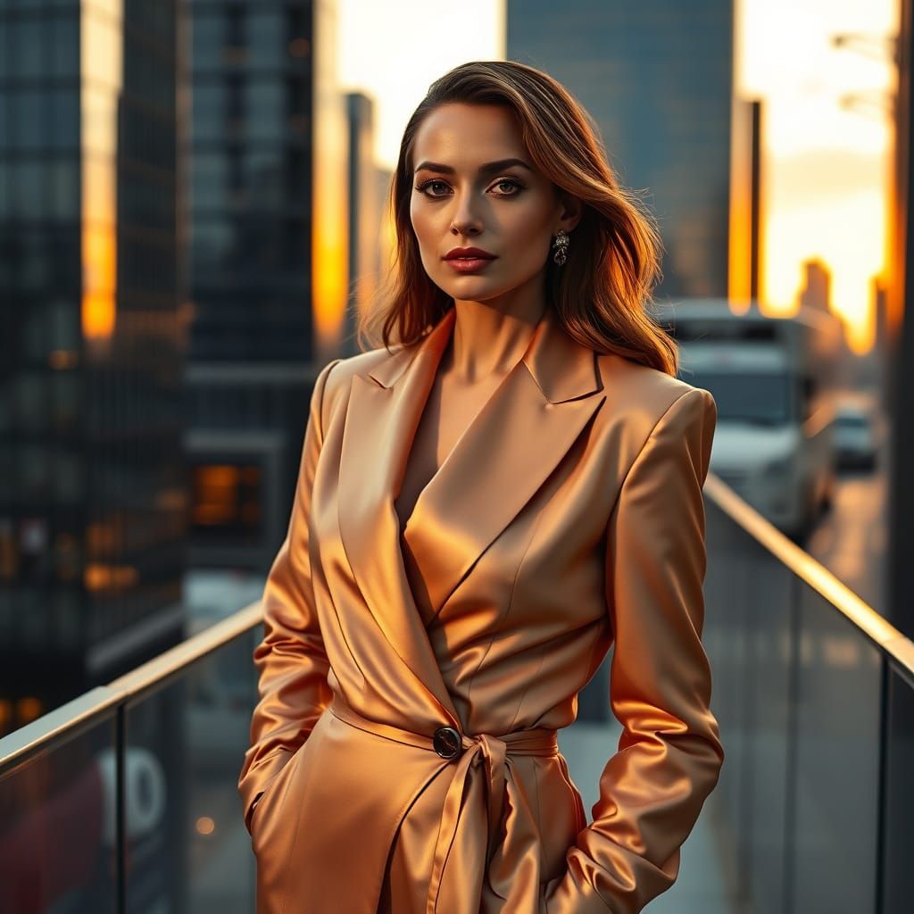 Luxurious Woman in Modern Cityscape