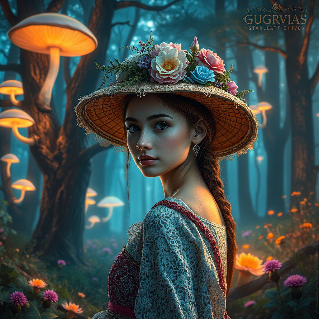 Mystical Hungarian Goddess in a Dreamlike Forest