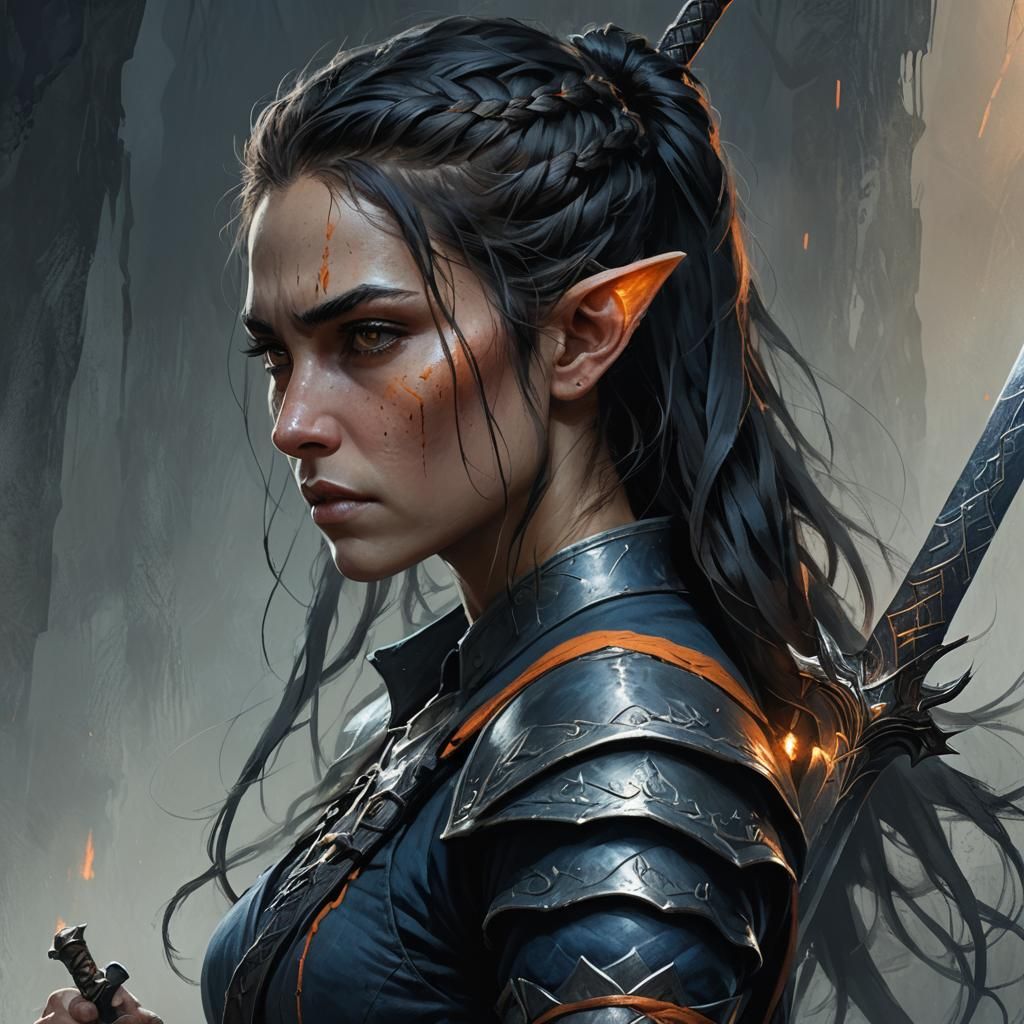 Enraged Dark Elf Warrior: a Fantasy Portrait