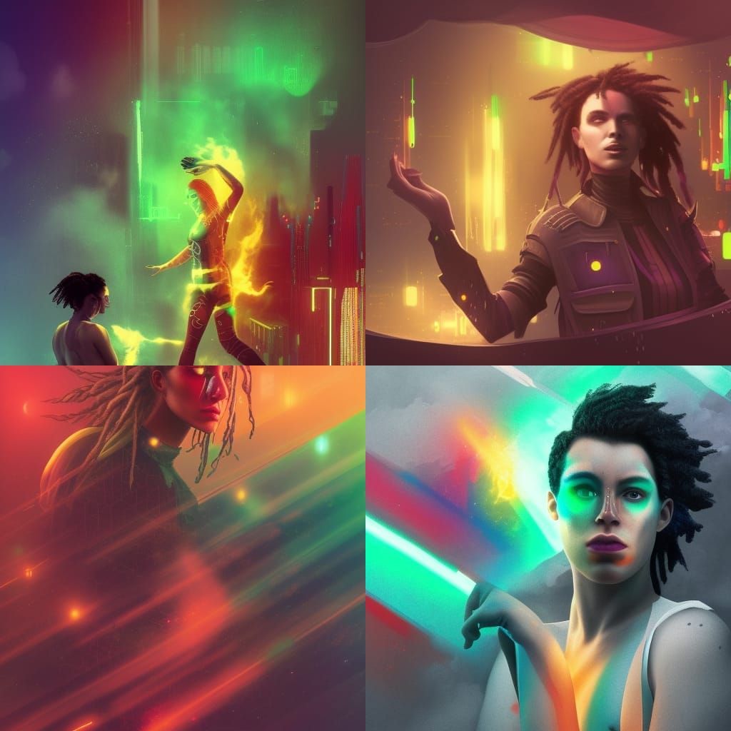 Cyberpunk Figures in Detailed Matte Painting