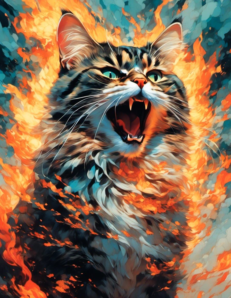 Cat Screaming: Anger and Sadness in Double Exposure