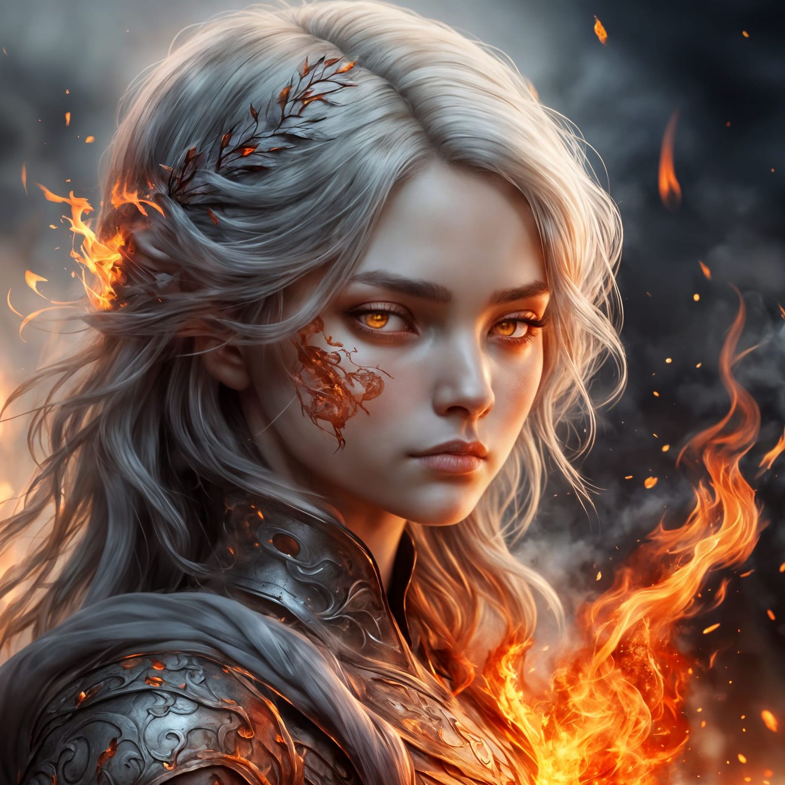 Fiery Woman Embodiment in Renaissance Style