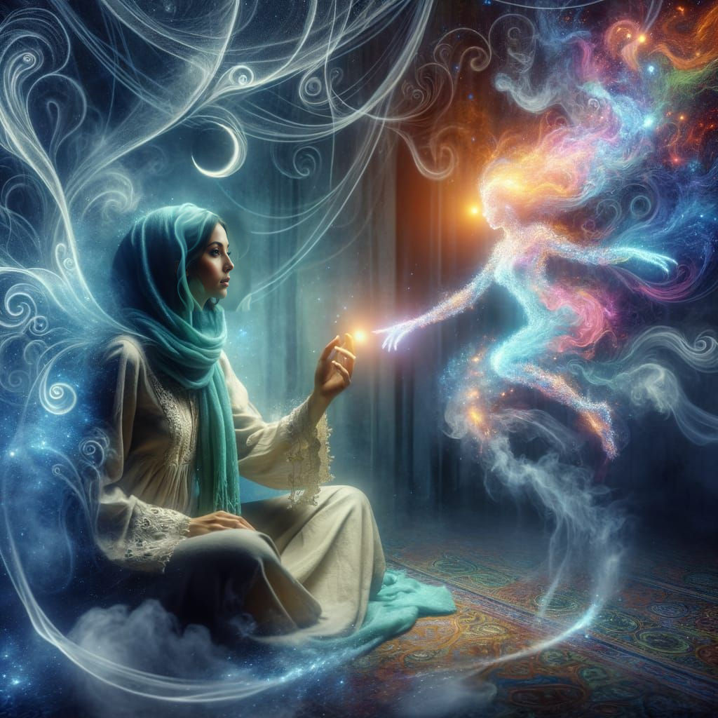 Surreal Woman Transforms into a Glowing Spirit Animal in a D...