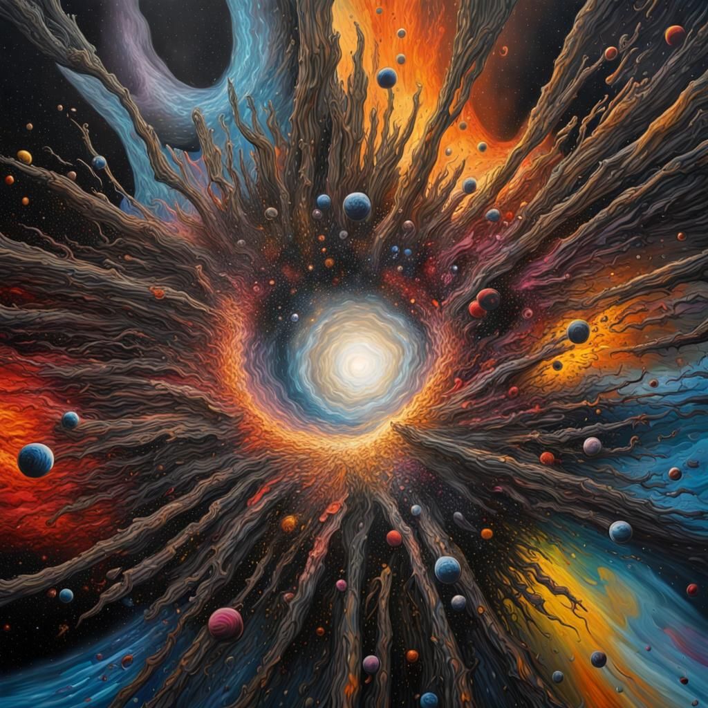 Stars Torn Apart by a Black Hole in Splash Art Style