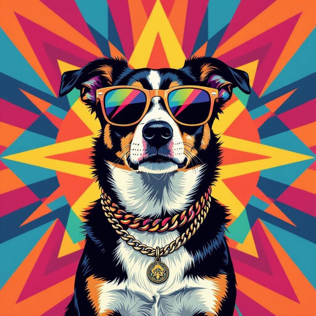 Dog in Sunglasses: Pop Art Digital Rendering
