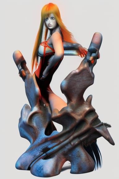 Fire Goddess Warrior in Horror Manga Style