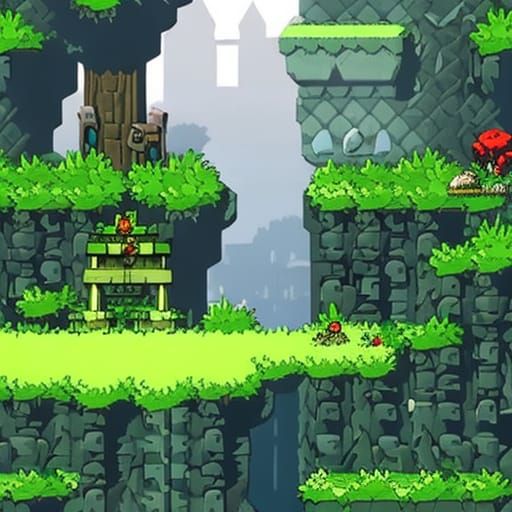 2D Game Level Concept Art: Graveyard Scene