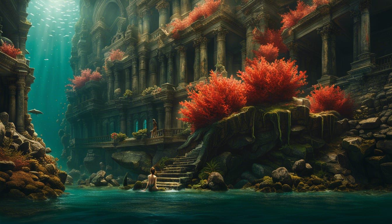 Mermaids in Coral Reefs: Hyperrealistic Mixed Media