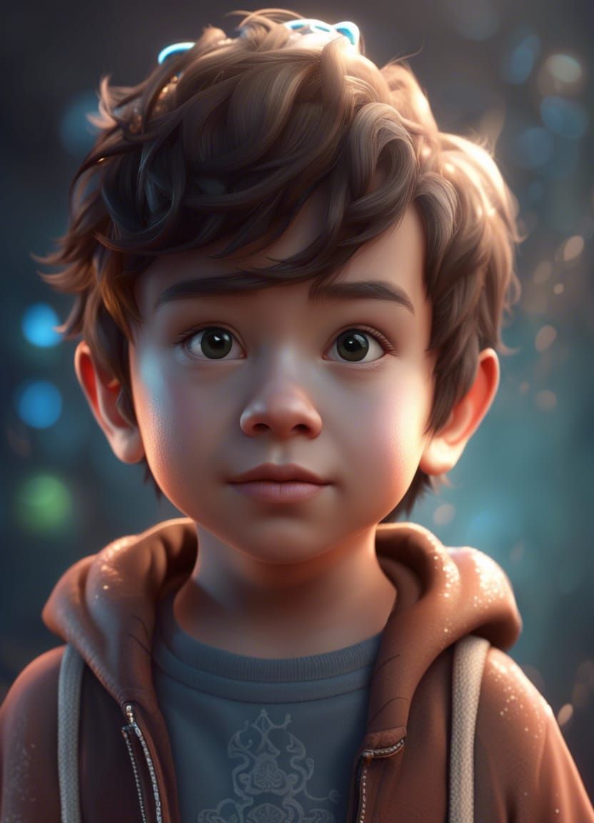 Cute Innocent Boy in 3D Digital Art