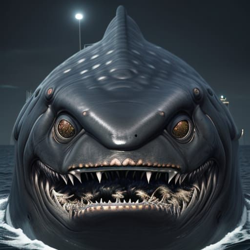 Glowing Black Eyes of a Colossal Whale Shark