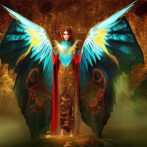 Necromancer Portrait with Iridescent Wings