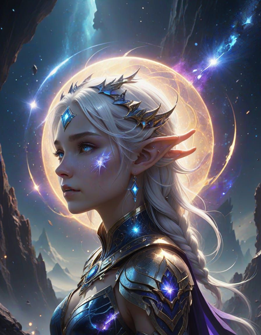 Ethereal Fantasy Heroine with Cosmic Power