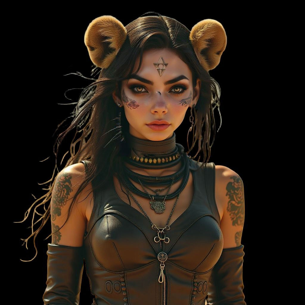 Steampunk Woman in Desert Oasis Scene