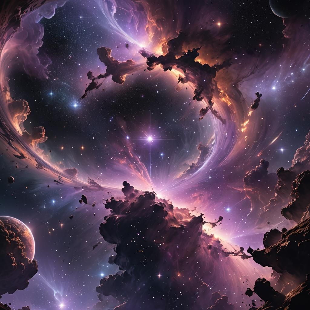 Purple Nebula in Dark Space: Cosmic Concept Art