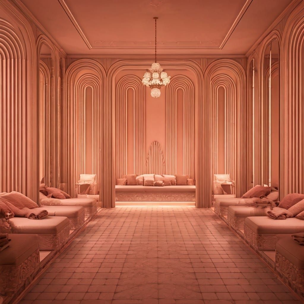 Art Deco Spa in Blush and Salmon Hues