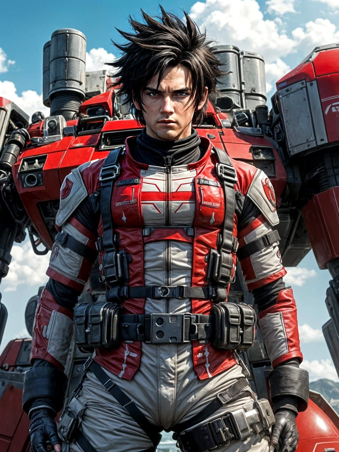 Rick Hunter in Red Battlemech, Ready for Mission