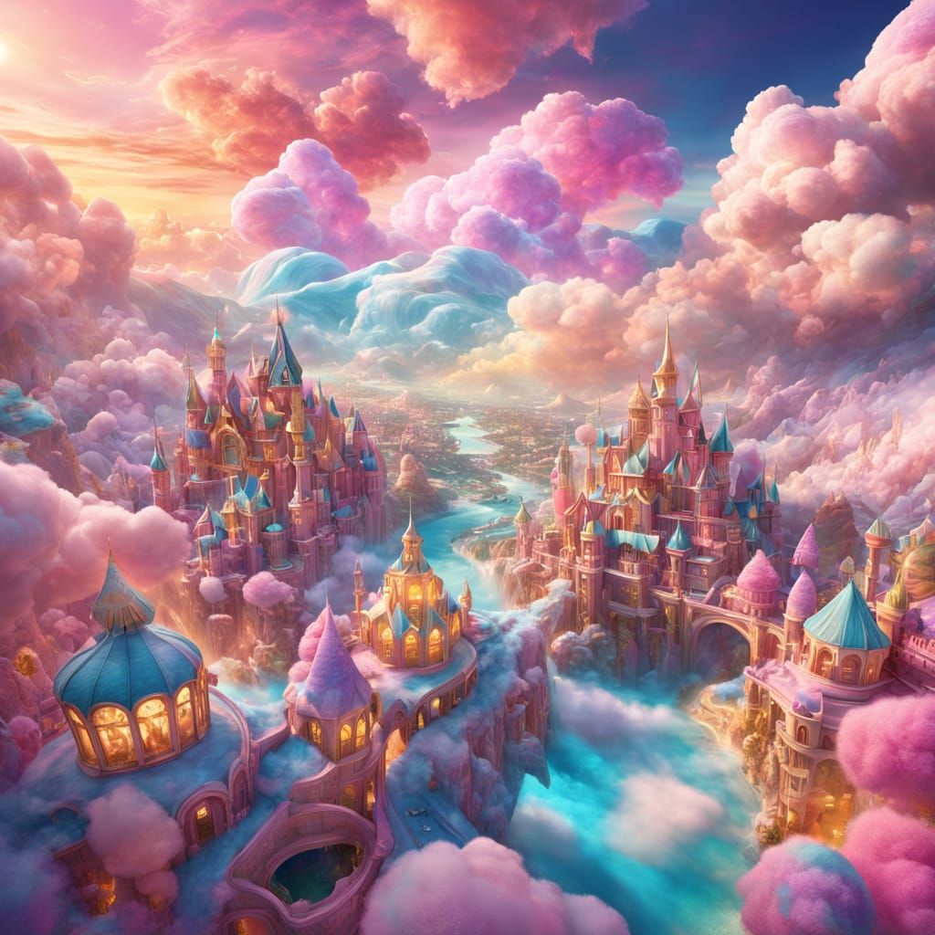 Cotton Candy Utopia: A Vibrant Fantasy Landscape