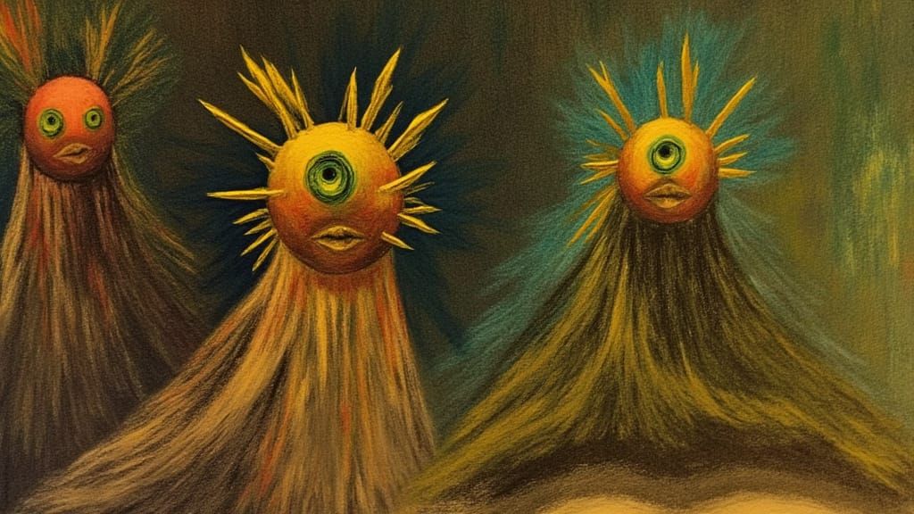 Whimsical Chimera in Chthonic Landscape, Dreamlike Style