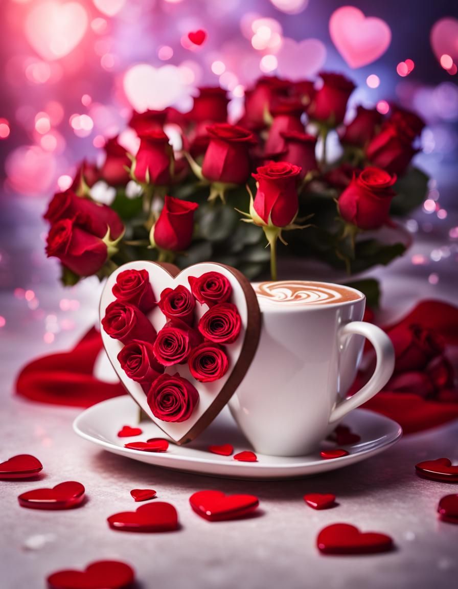 Romantic Valentine's Day Chocolate Box Still Life