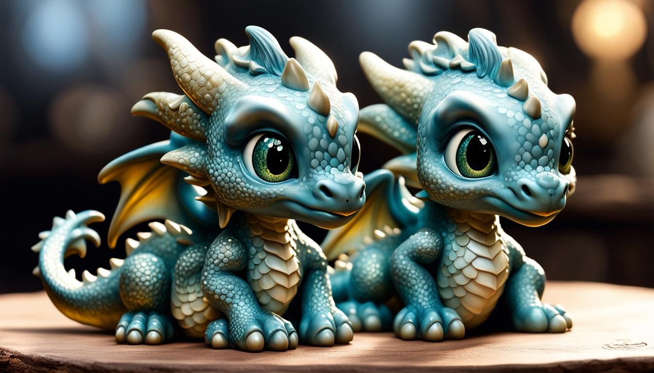 Realistic Ceramic Baby Dragon Figurine in Store