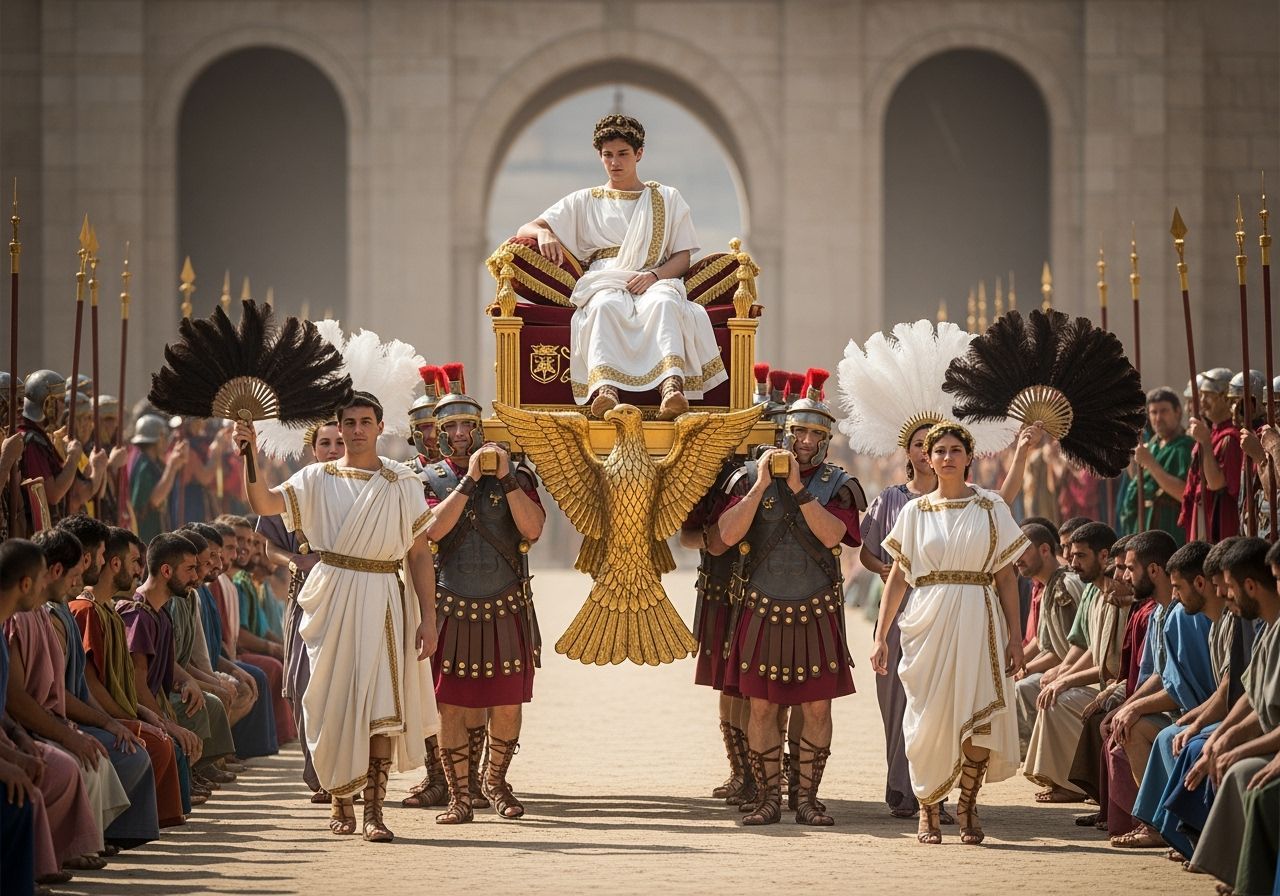 Roman Emperor on Gold Litter with Soldiers: Photorealistic S...
