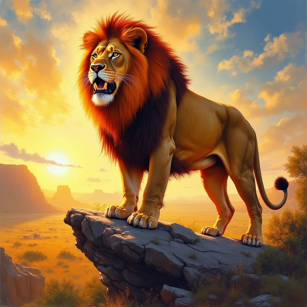 Lion King in Vibrant Fauvist Colors