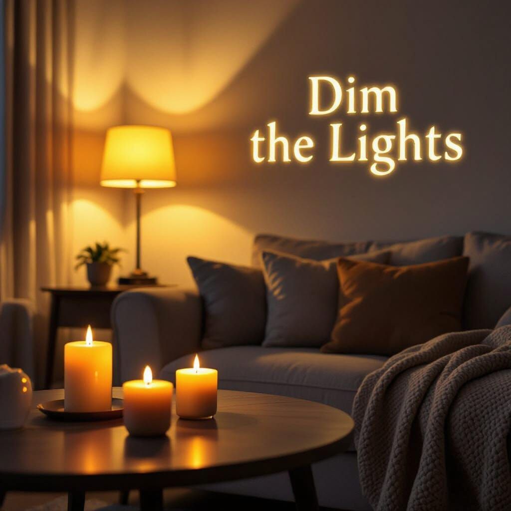 Cozy Living Room with Candles and Cinematic Lighting