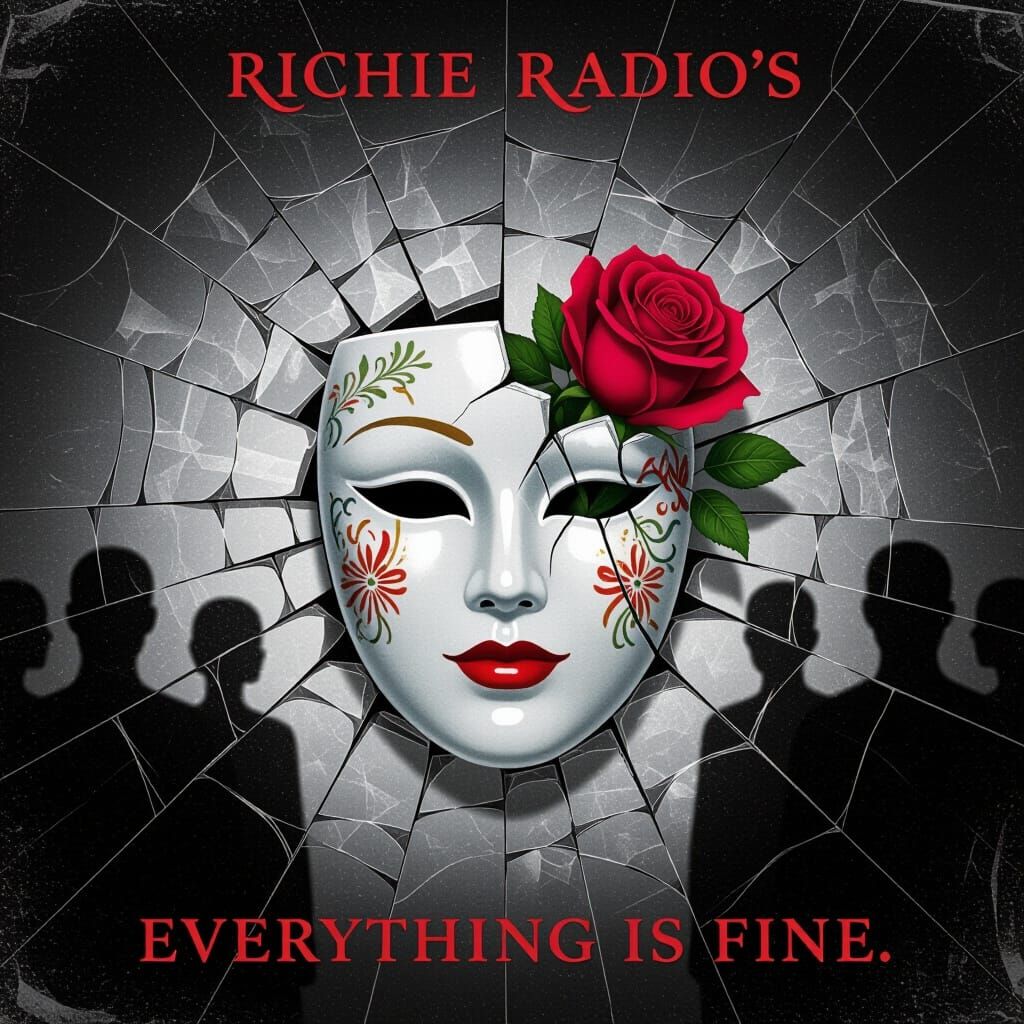 Shattered Mask Album Cover with Blooming Rose