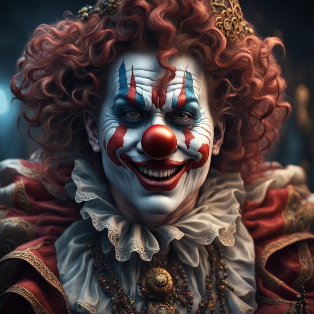 Supernatural Clown with Intricate Details in Fantasy Art