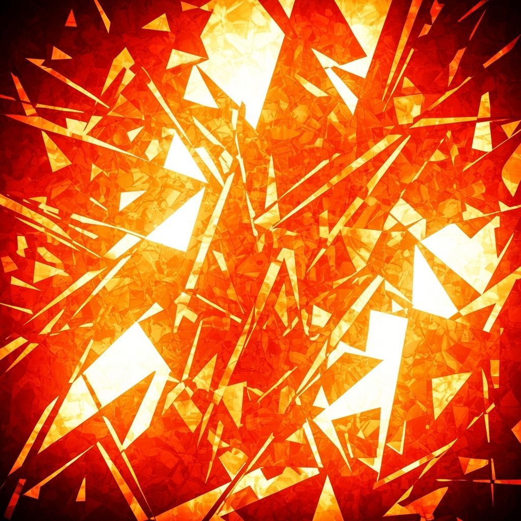 Vibrant Orange Mosaic Art with Luminous Aura