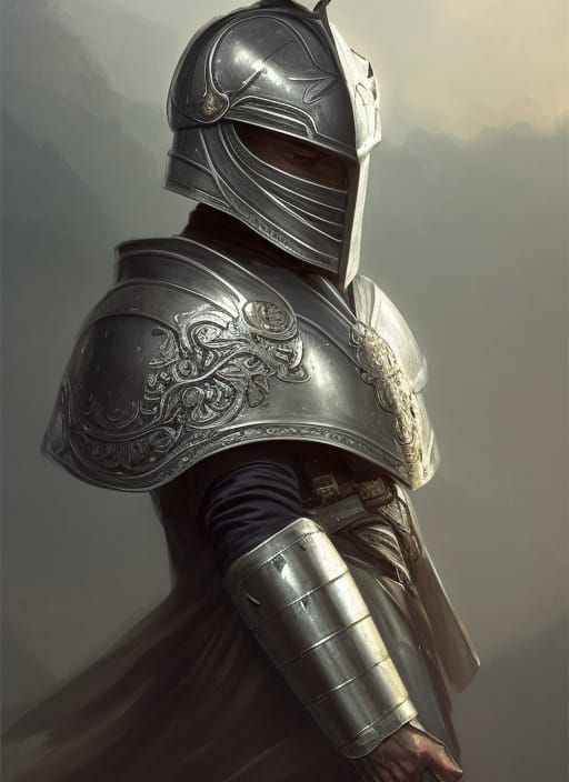 Ornate Knight in Shining Armor Portrait
