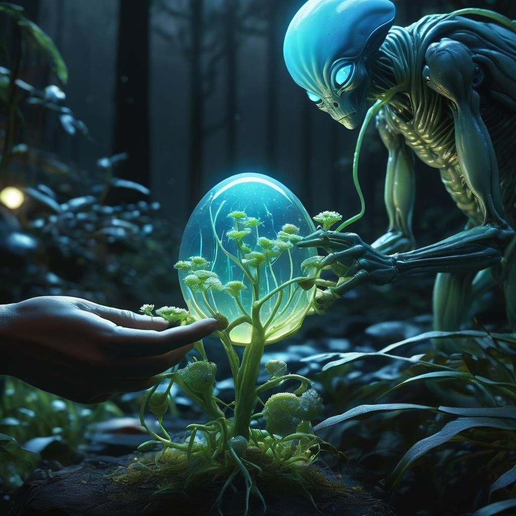 Bioluminescent Alien Plant in Sci-Fi Art Style