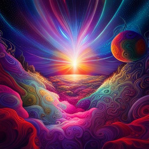 Holographic Cosmic Orb in Mixed Media Style