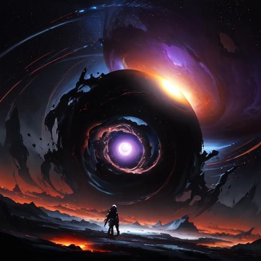 Black Holes Collide: A Dark Fantasy Concept Art