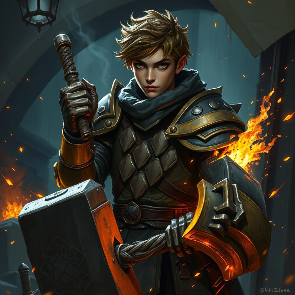 Hyperrealistic Blacksmith in Dark Fantasy Setting