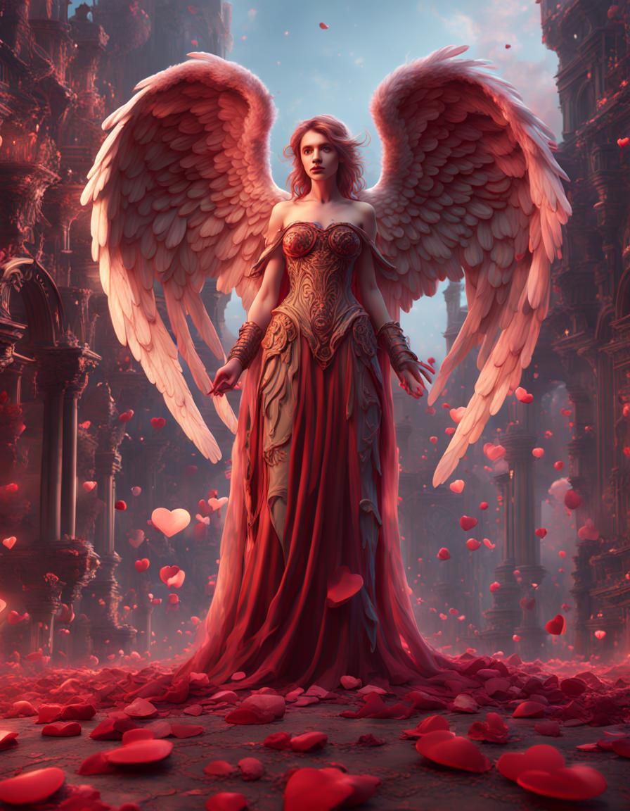 Valentine's Angel in Detailed Digital Painting