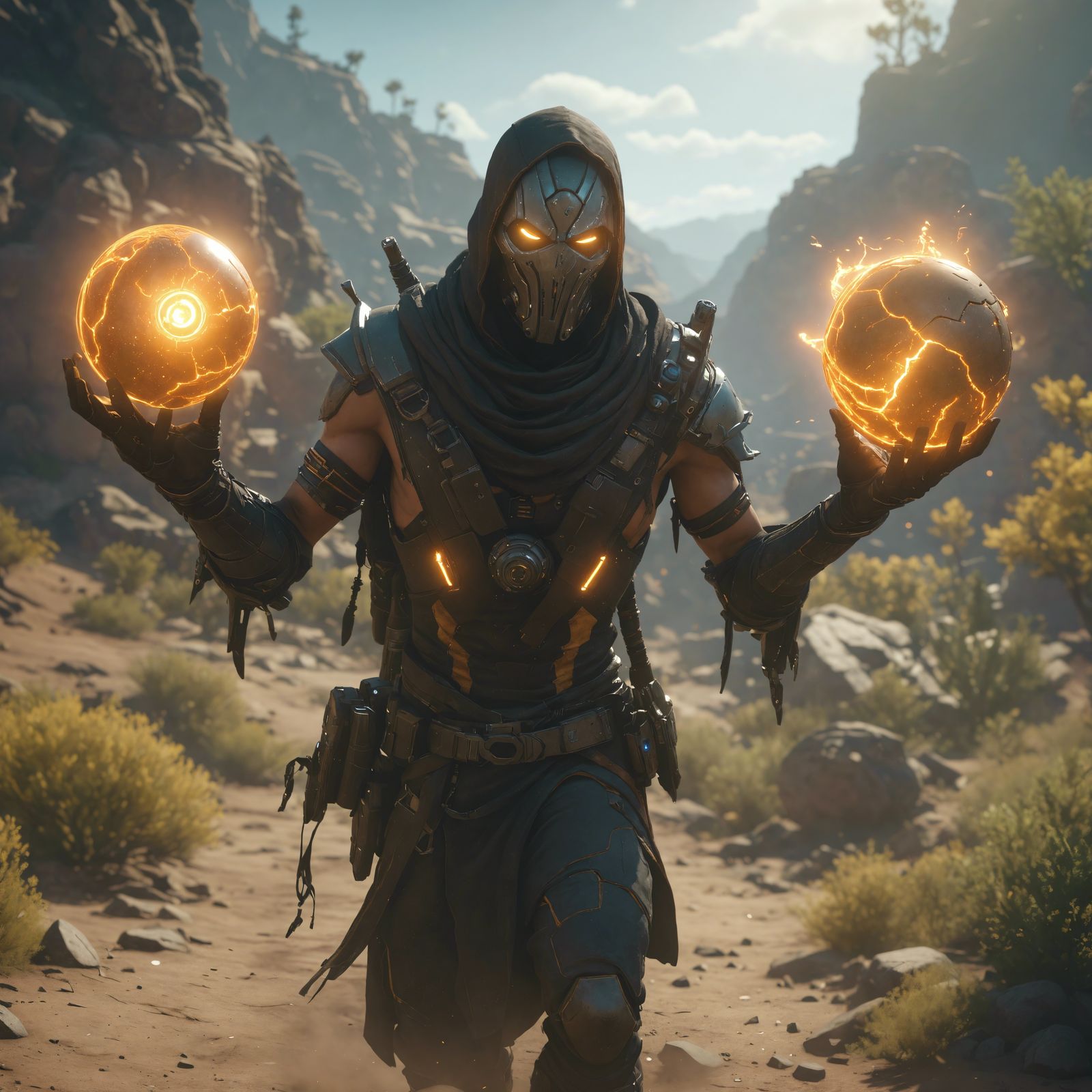 Dark Fantasy Technomancer Assassin with Electrical Energy