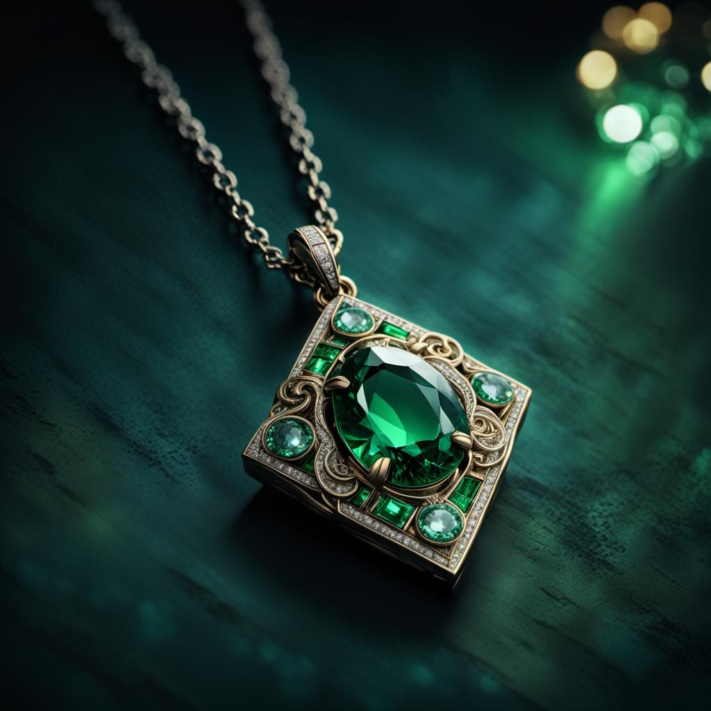 Slytherin Diamond Necklace: Detailed Digital Matte Painting