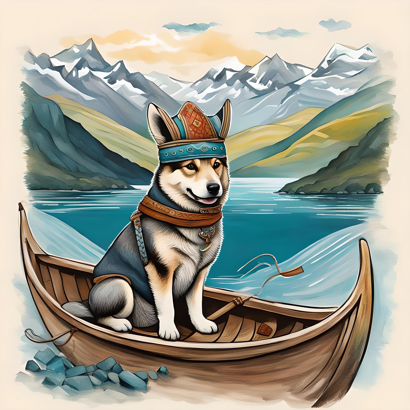 Whimsical Viking Vallhund in Beatrix Potter Style