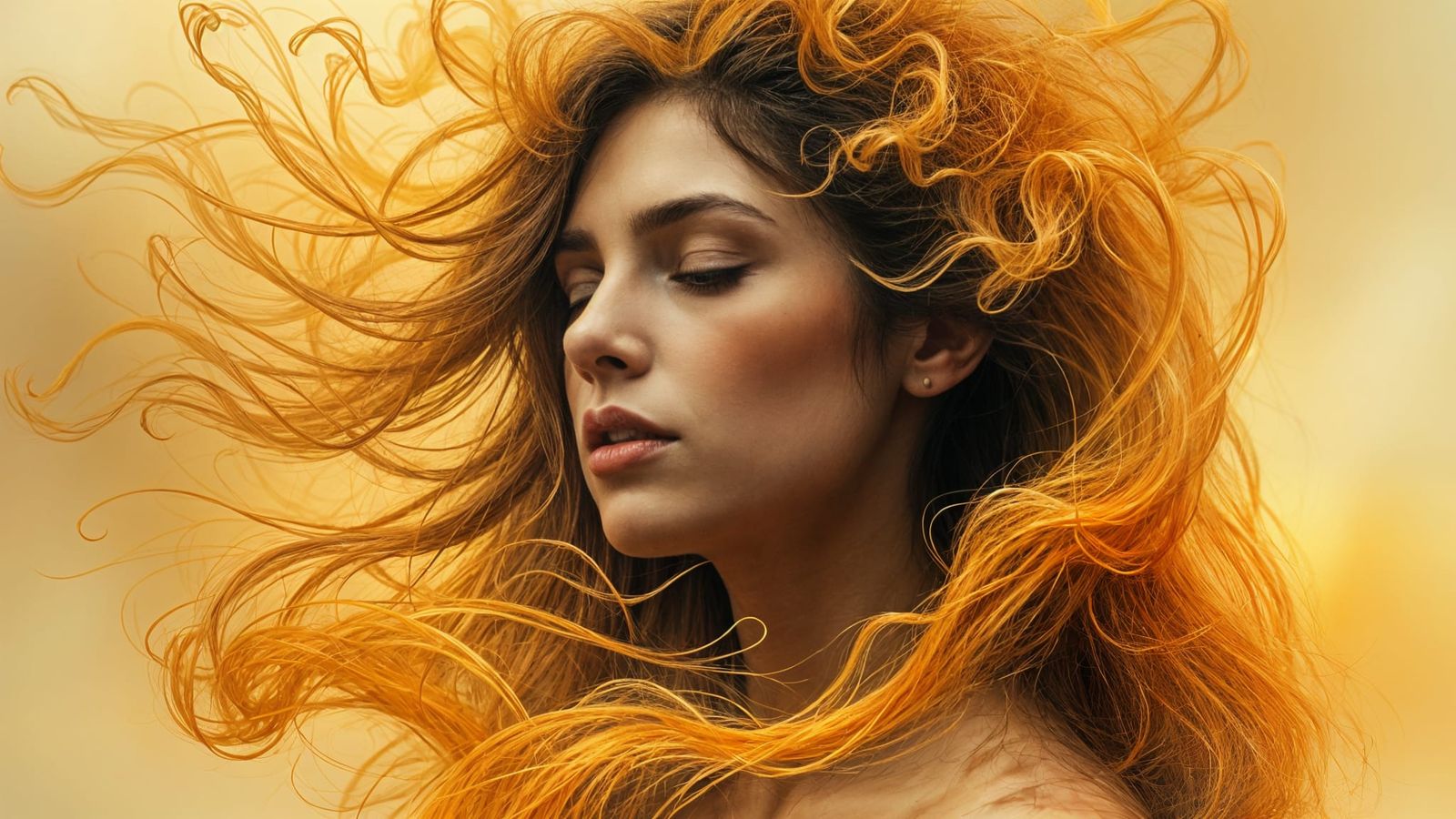 Ethereal Muse Unfolds from Golden Haze