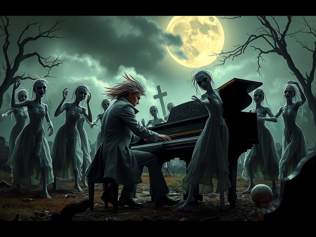 Ethereal Dance of the Damned in a Haunting Abandoned Cemeter...